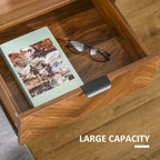 Erik Bedside Table, Nightstand for Bedroom, End Side Table Dresser Storage with 2 Drawers, Walnut Brown