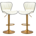 Maxi Counter Height Bar Stools Set of 2-Adjustable Height and Swivel Seat-White/Gold