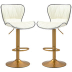 Maxi Counter Height Bar Stools Set of 2-Adjustable Height and Swivel Seat-White/Gold