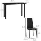 Adam Modern Space-Saving Dining Set for 4-Black