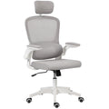 Owen Ergonomic Mesh Office Chair with High Back, Rotatable Headrest, Flip-Up Armrests and Lumbar Support-Grey
