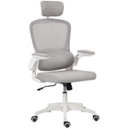 Owen Ergonomic Mesh Office Chair, High Back Desk Chair with Rotatable Headrest, Flip-Up Armrests, Lumbar Support, Grey