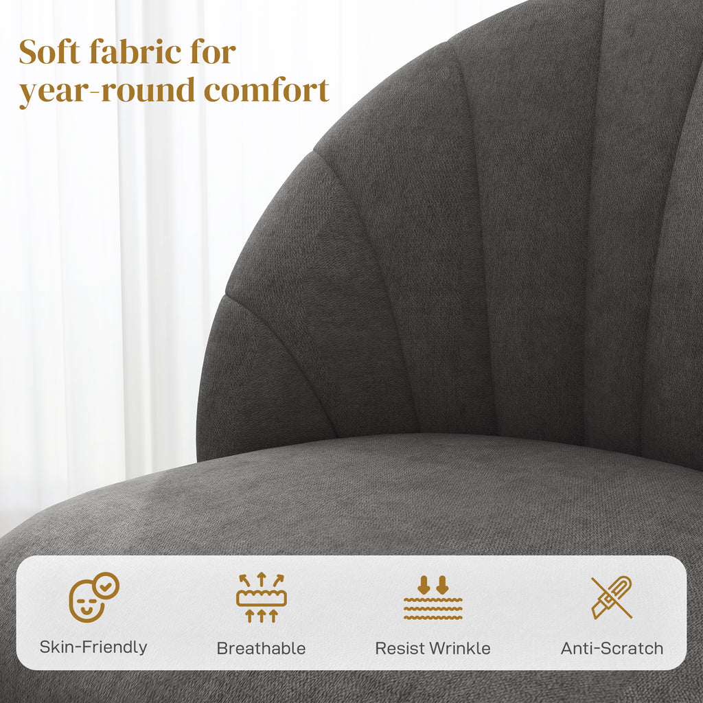 Skylar Modern Dining Chairs Set of 4, Upholstered Dining Room Chairs with Metal Legs, Shell Backrest, Padded Seat, Dark Grey