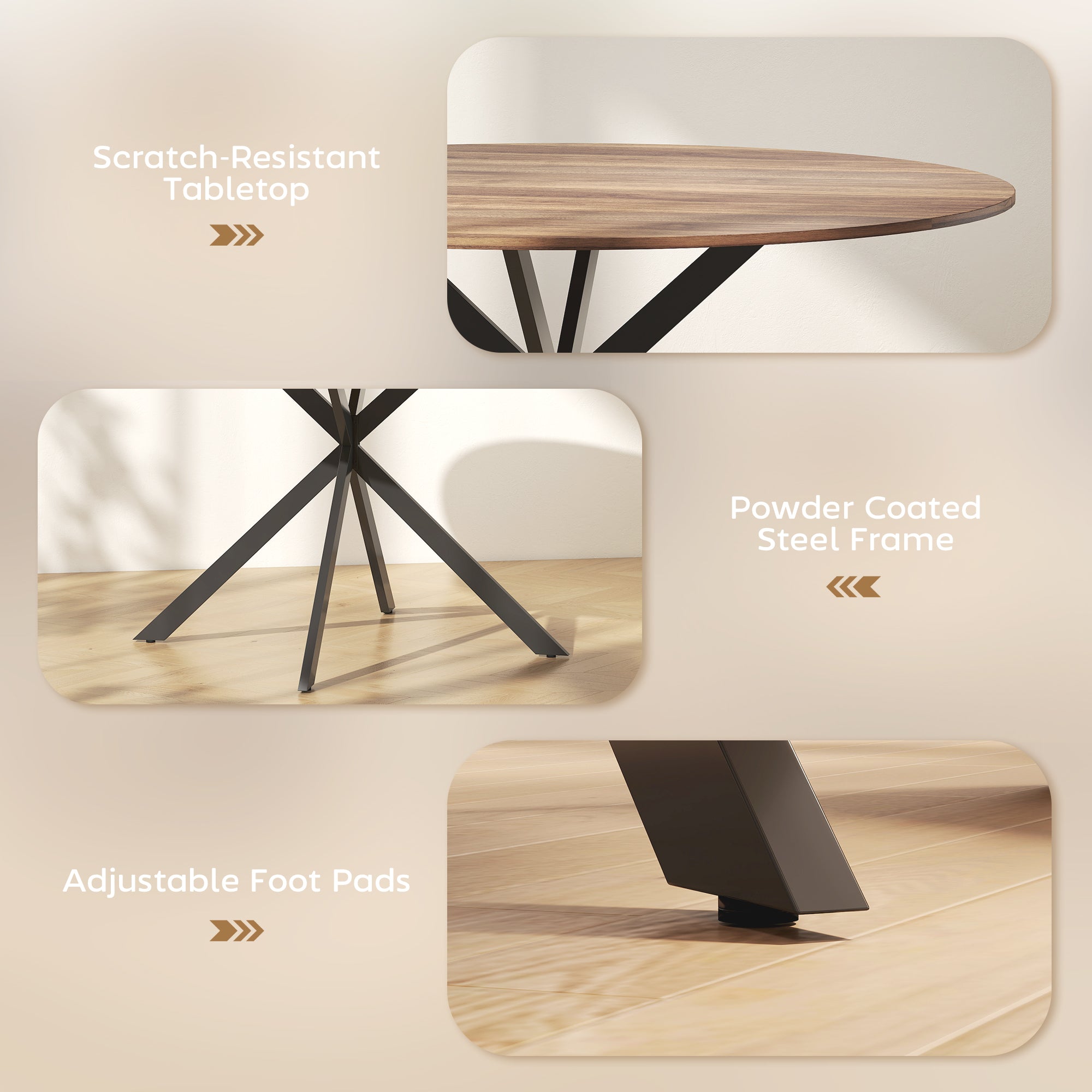  Industrial Dining Table with Steel Legs for Dining Room