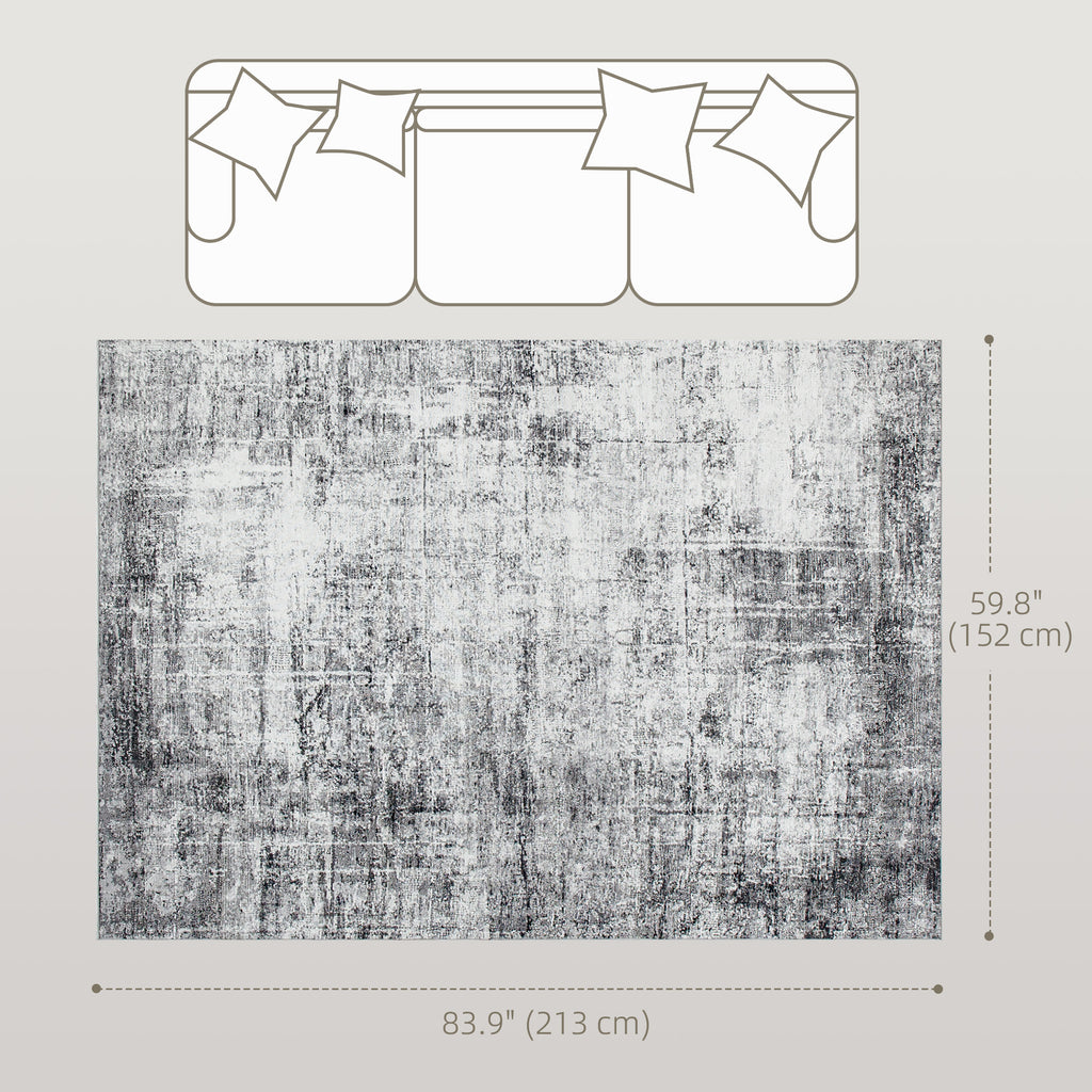 Cassidy 5x7 Modern Machine Washable and Non-Slip Area Rug-Grey