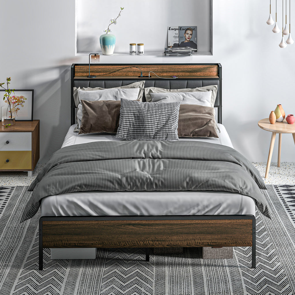 Robin Full Size Bed Frame with Charging Station