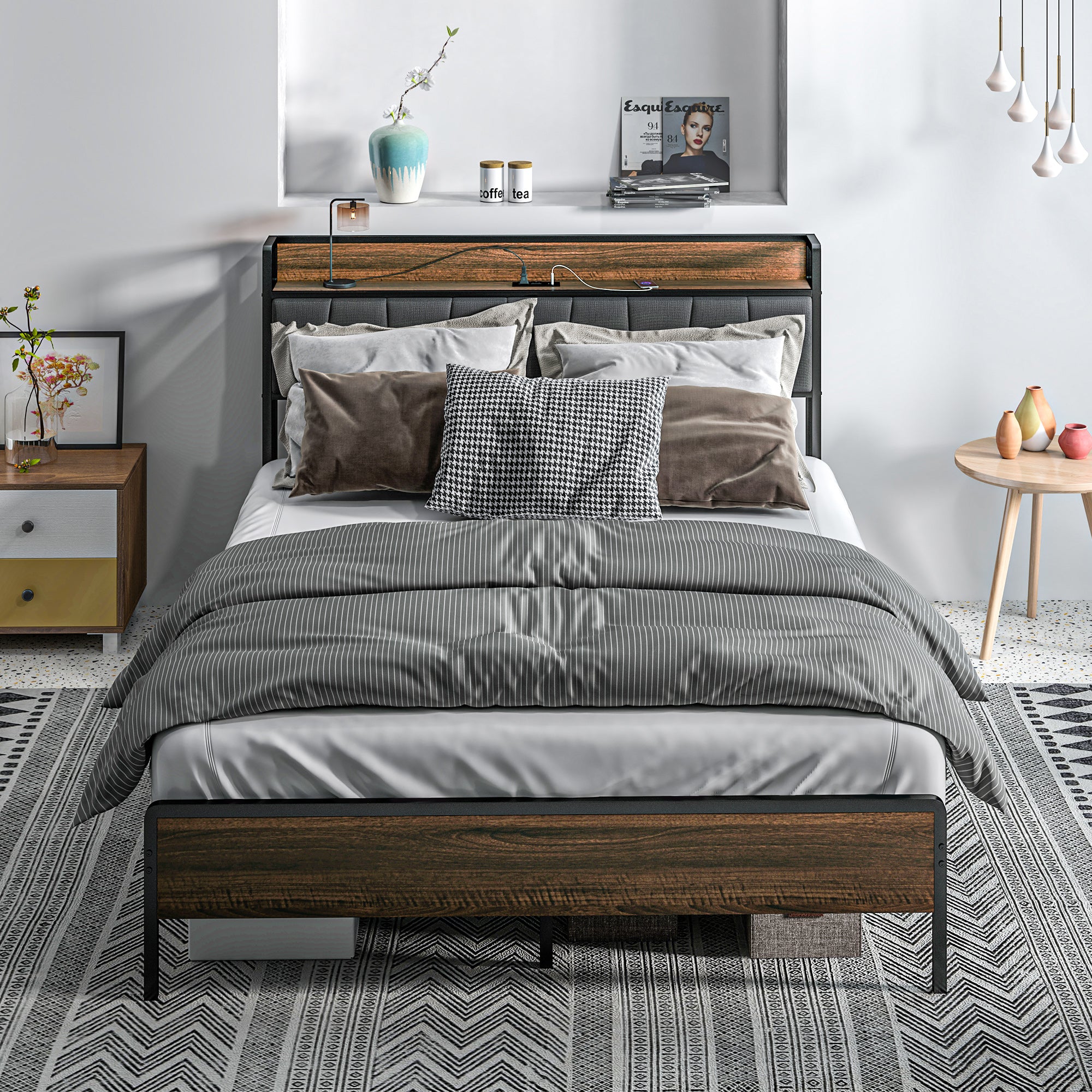 Robin Full Size Bed Frame with Charging Station