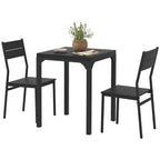 Kurt Dining Table Set for 2, 3 Piece Kitchen Table and Chairs with Metal Legs for Small Spaces, Black