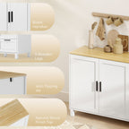 Vesper Buffet Cabinet with Soft-Close Doors, Modern Sideboard with 3 Drawers for Living Room, Kitchen, Dining Room, White