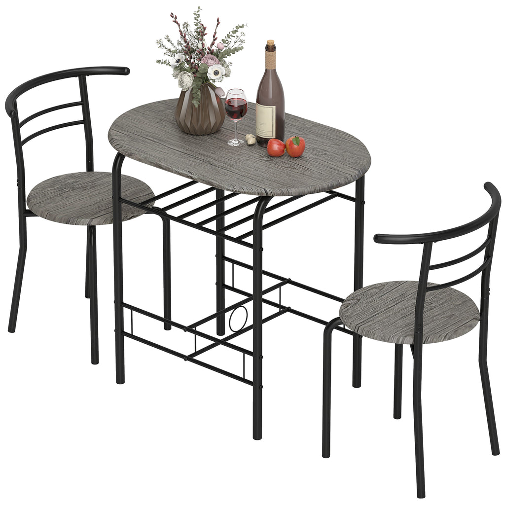 Mason Dining Table Set of 3, 31.5" Kitchen Table and Chairs Set for 2 with Shelf, for Small Space, Dining Room, Living Room