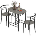 Foden 3-Piece Dining Set with Shelf, for Small Spaces-Dark Grey