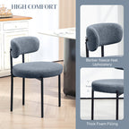 Cruz 2 Pieces Kitchen Chairs, Modern Dining Chairs w/ Berber Fleece Upholstery and Steel Legs for Living Room, Grey