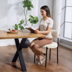 Cruz 4 Pieces Kitchen Chairs, Modern Dining Chairs w/ Corduroy Upholstery and Steel Legs for Living Room, Beige