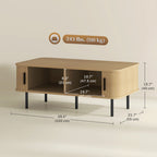 Brighton Coffee Table with Storage and Slatted Tambour Sliding Doors-Oak
