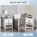 Accent Table Storage Cabinet with 3 Drawers Wooden Bedside Table Night Stand, Home Furniture