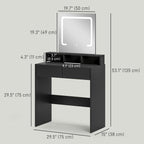 Zee Makeup Vanity Table with LED Lights, for Bedroom, Modern Dressing Table with Drawers, Compartments, Black