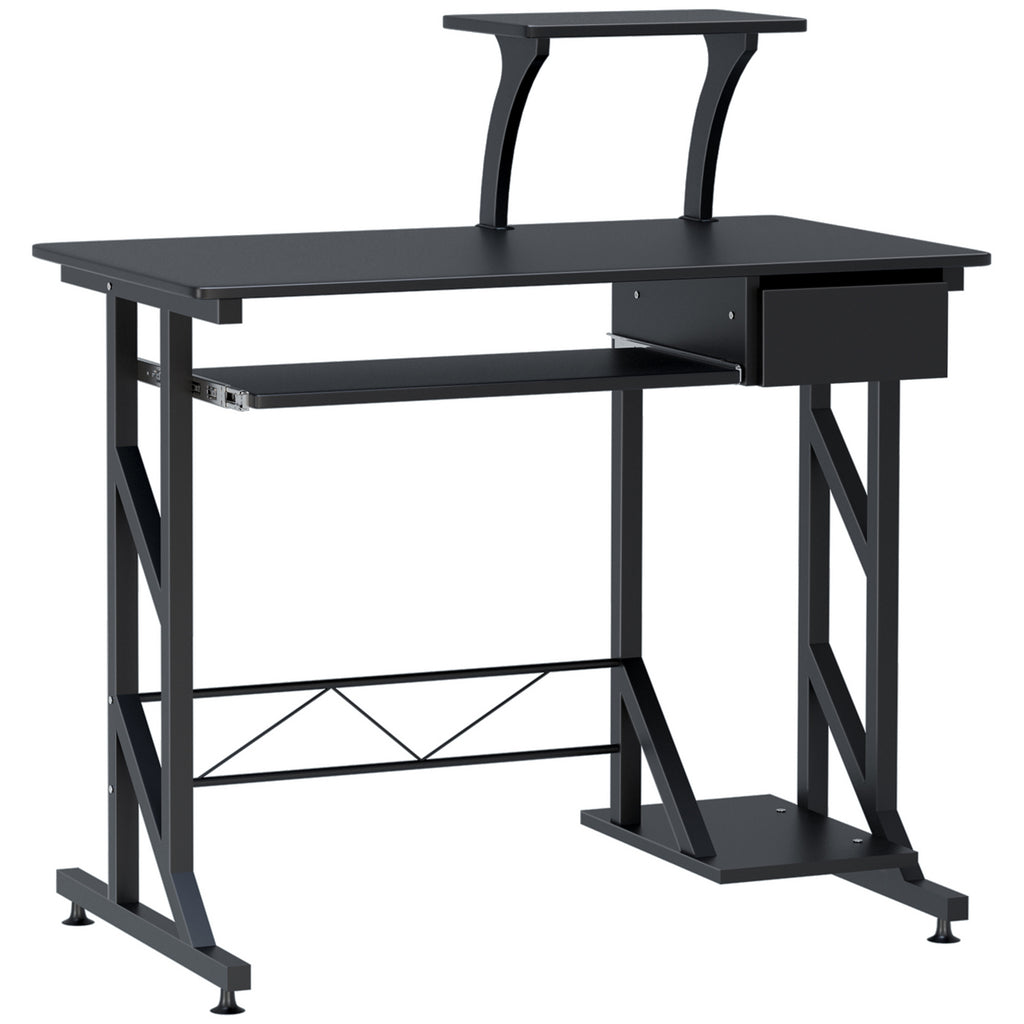 Indy Computer Desk with Keyboard Tray, Writing Desk with Drawer, Workstation for Home Office, Black (35.4"Lx19.7"Wx39.4"H)