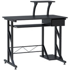 Indy Computer Desk with Keyboard Tray, Writing Desk with Drawer, Workstation for Home Office, Black (35.4"Lx19.7"Wx39.4"H)