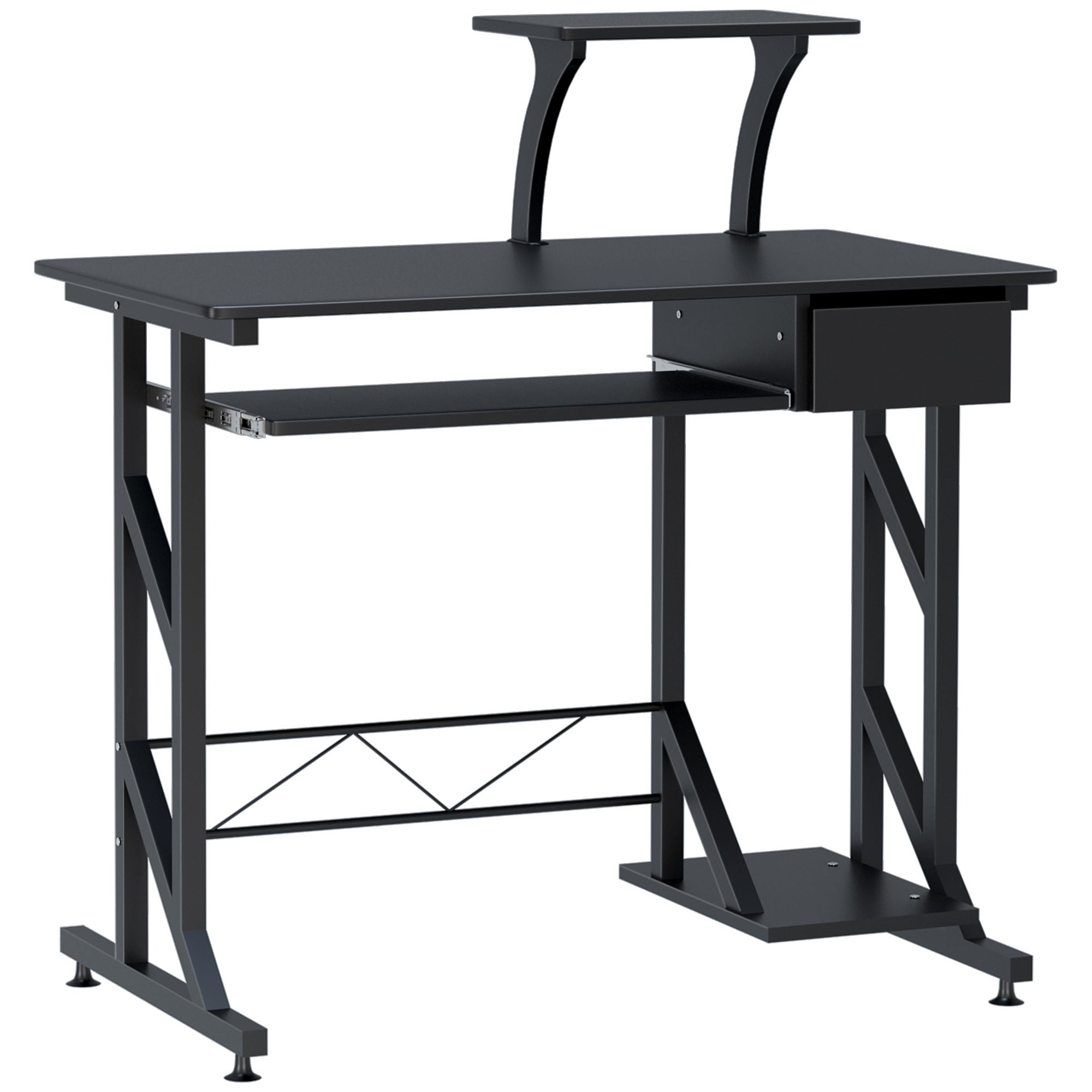 Indy Computer Desk with Keyboard Tray, Writing Desk with Drawer, Workstation for Home Office, Black (35.4"Lx19.7"Wx39.4"H)