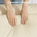 IVAN Boneless Couch, Corduroy 3 Seater Sofa with Deep Seat, Wide Armrests, 2 Pillows, Quick Assembly for Living Room, Beige