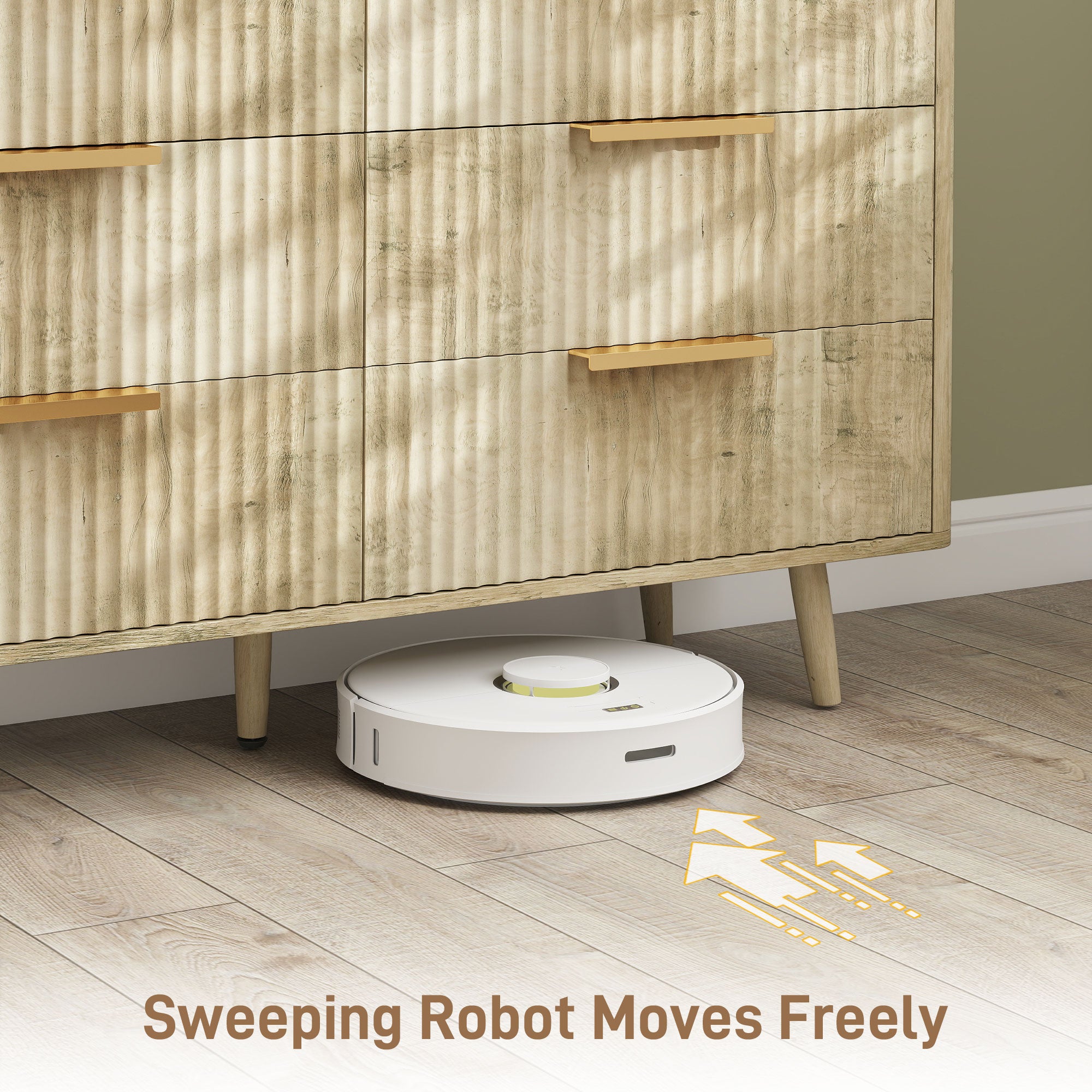 Dakota Fluted Chest of Drawers, Modern 6 Drawer Dresser with Pine Wood Legs, Finger Pulls for Closet, Living Room, Hallway, Oak