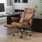 Matteo 400LBS Massage Office Chair, Executive Office Chair with 6-Point Vibration, Footrest and Lumbar Support, Brown