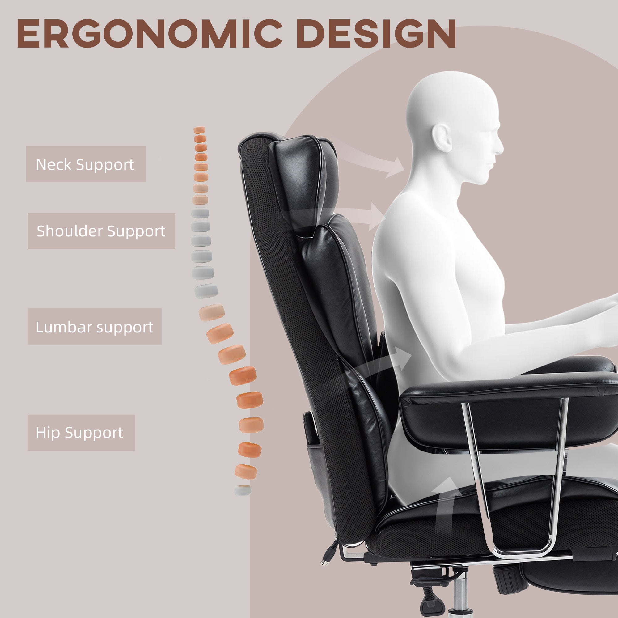 Matteo 400LBS Massage Office Chair, Executive Office Chair with 6-Point Vibration, Footrest and Lumbar Support, Black